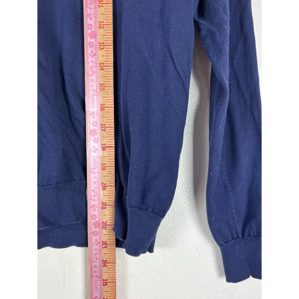 Ralph Lauren Womens Medium Navy Blue V-Neck Sweater Pima Cotton Pony Logo - Picture 7 of 9
